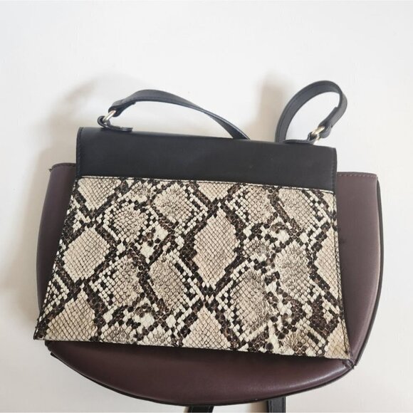 ZARA | Snakeskin leather shoulder bag black burgundy red - Picture 5 of 5